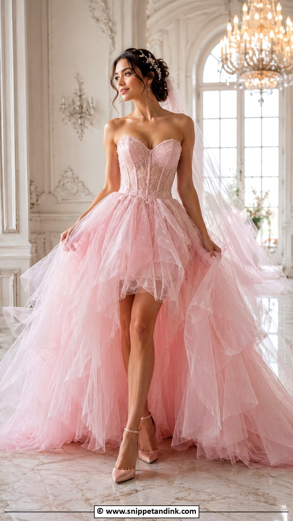 Pink Tulle Princess Wedding Dress - Snippet and Ink - 35 Pink Wedding Dress Ideas