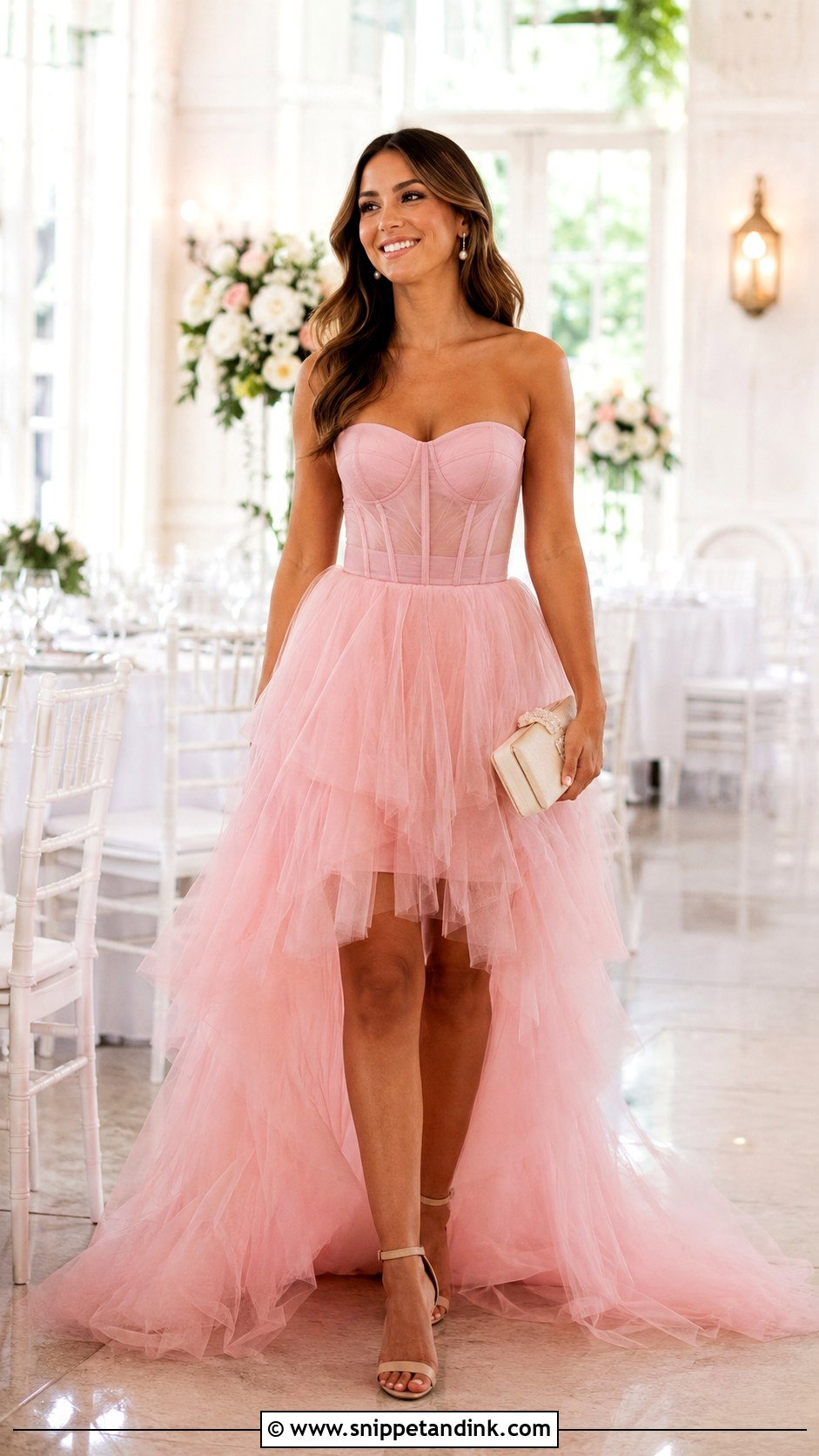 Pink Tulle Tail Gown Outfit - Snippet and Ink - 25 Tail Gown Ideas