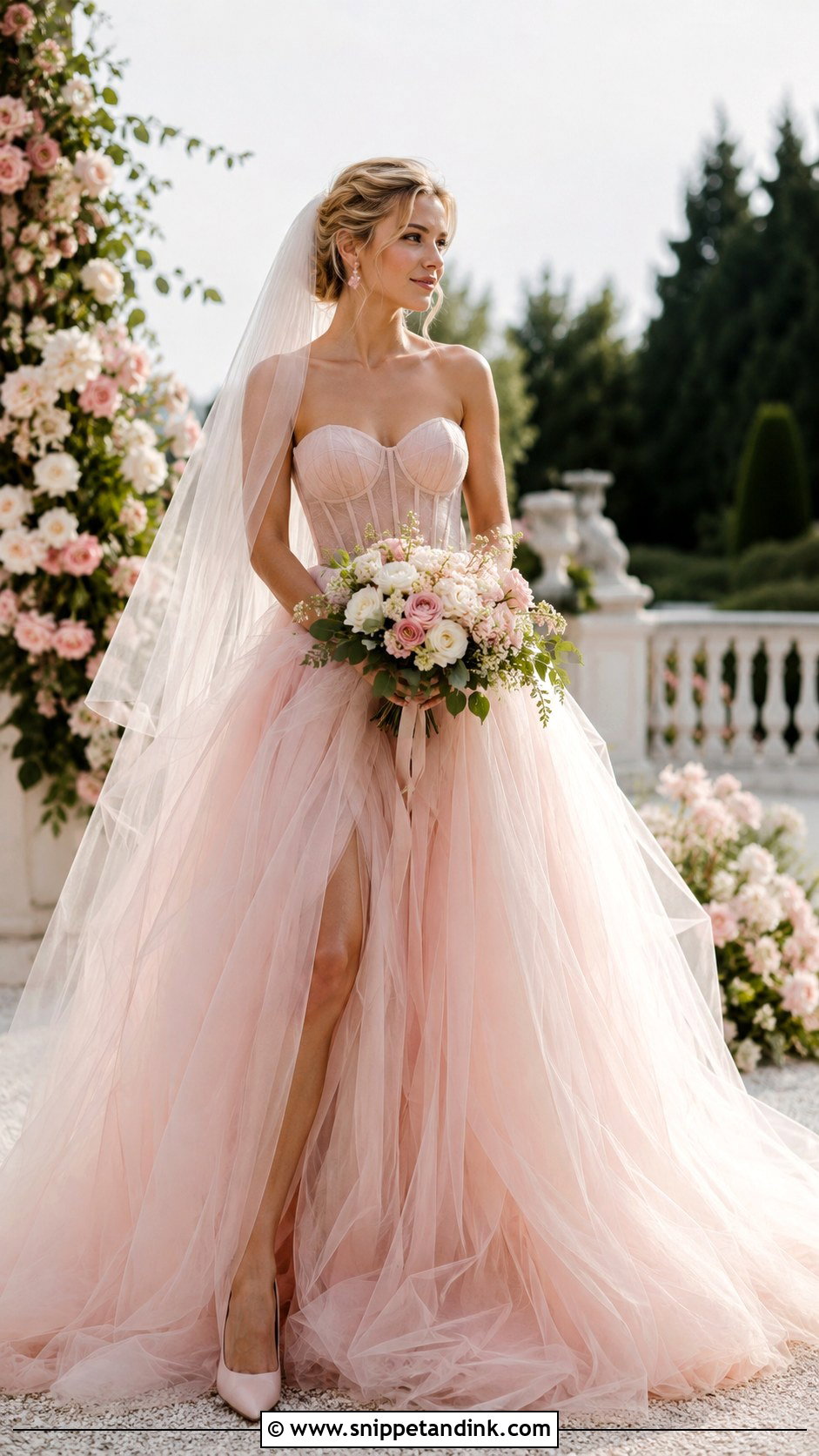 Pink Tulle Wedding Dress - Snippet and Ink - 25 Pink Wedding Dresses