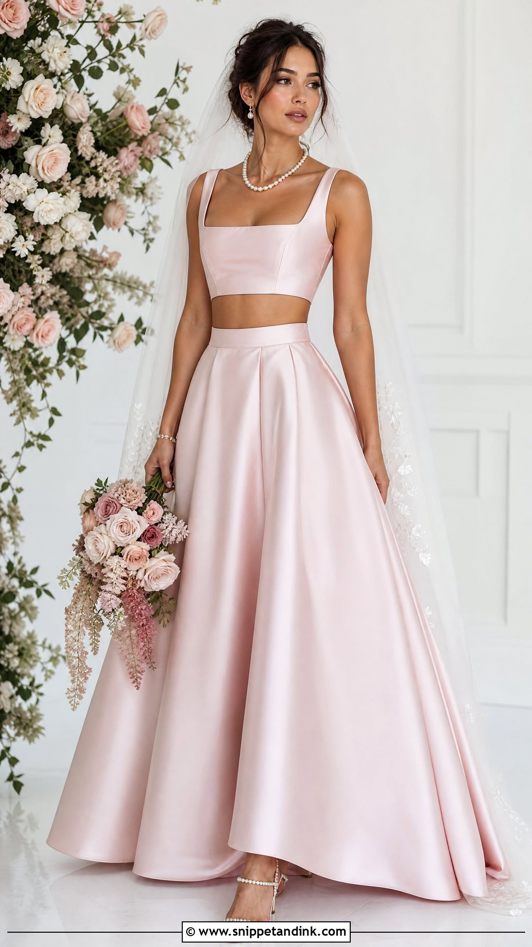 Pink Two Piece Bride Outfit - Snippet and Ink - 25 Pink Bride Ideas