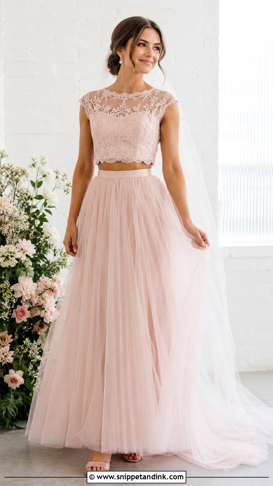 Pink Two Piece Wedding Dress - Snippet and Ink - 25 Pink Wedding Dress for Bride Ideas
