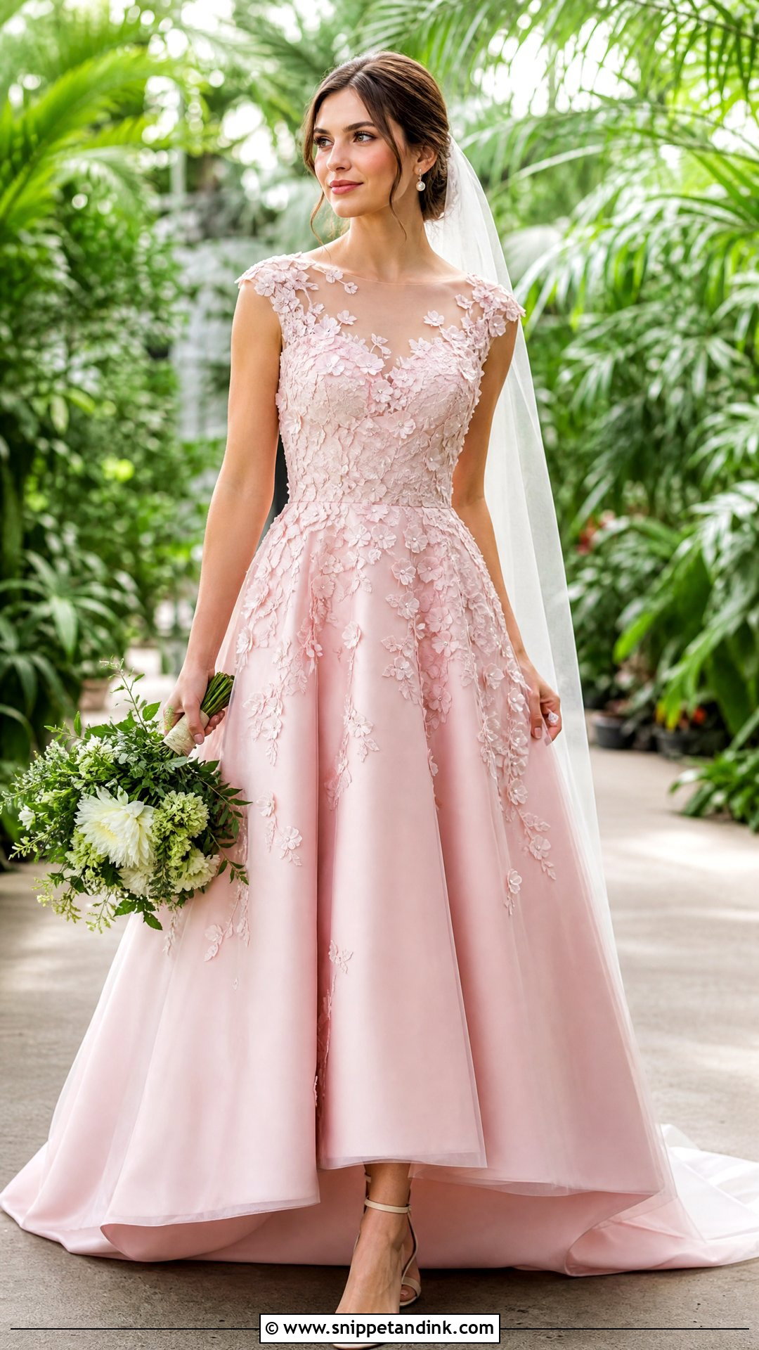 Pink Wedding Gown With 3D Flowers - Snippet and Ink - 20 Pink Wedding Gowns