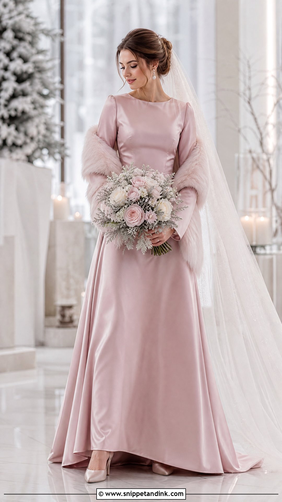 Pink Winter Bride Gown - Snippet and Ink - 25 Pink Bride Ideas