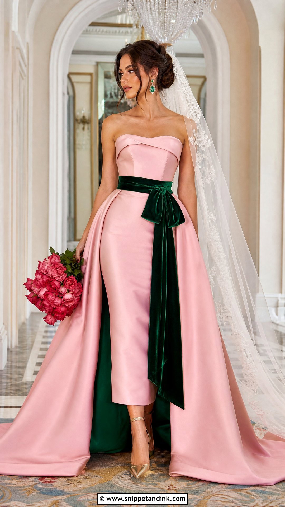 Pink and Emerald Green Wedding Dress - Snippet and Ink - 20 Pink and Green Wedding Dress Ideas