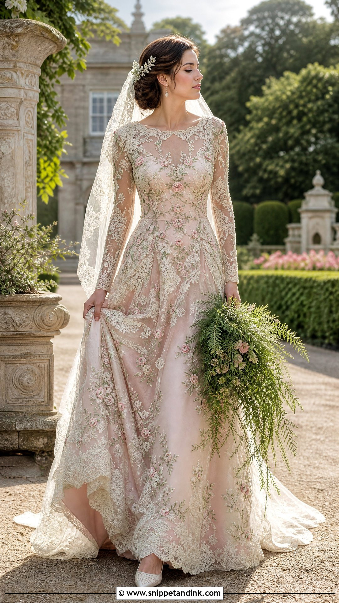 Pink and Green Lace Wedding Dress - Snippet and Ink - 20 Pink and Green Wedding Dress Ideas