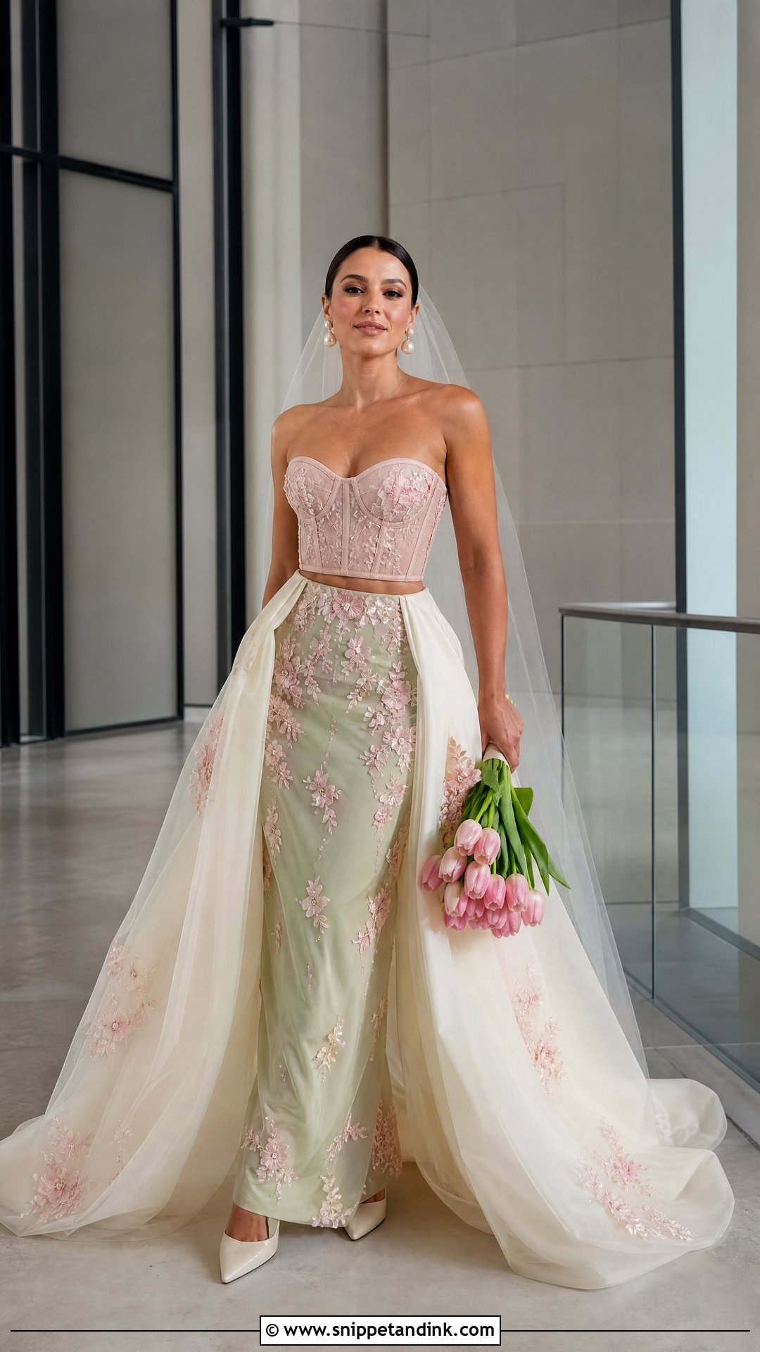 Pink and Green Two Piece Wedding Dress - Snippet and Ink - 20 Pink and Green Wedding Dress Ideas
