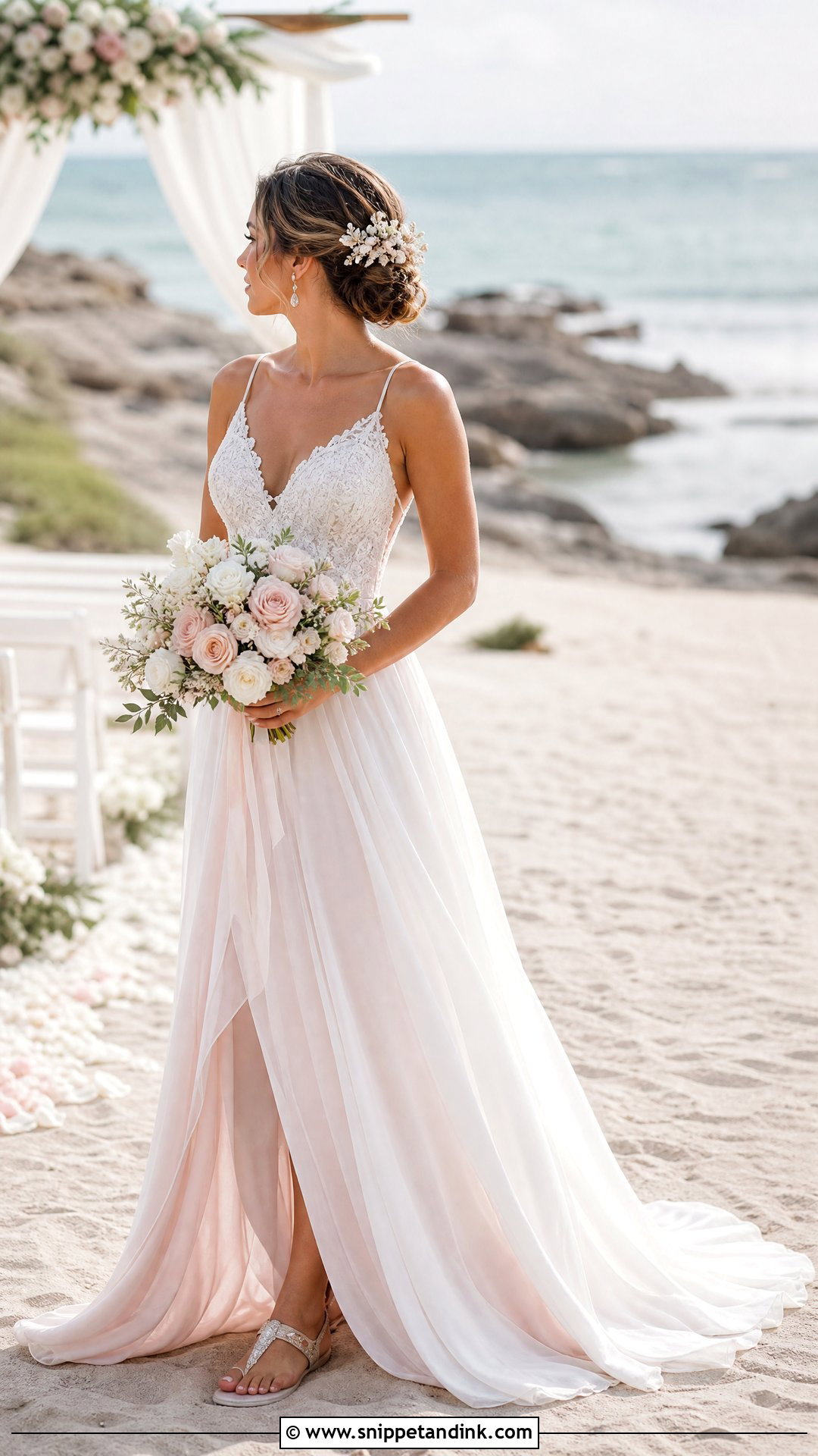 Pink and White Beach Wedding Dress - Snippet and Ink - 25 Pink and White Wedding Dress Ideas