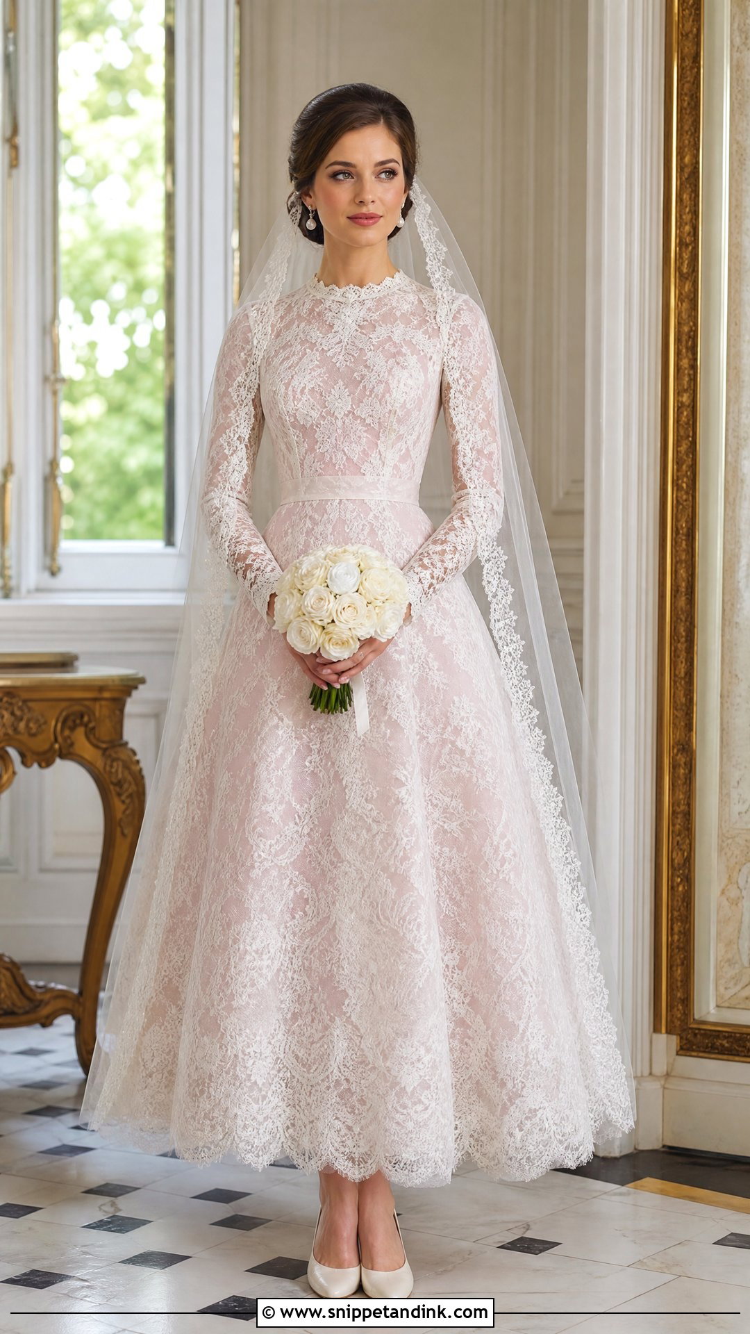 Pink and White Vintage Lace Wedding Dress - Snippet and Ink - 25 Pink and White Wedding Dress Ideas