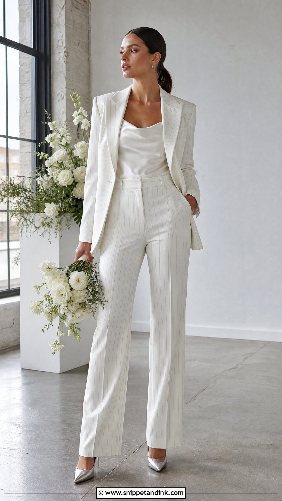 Pinstripe Bride Wedding Suit - Snippet and Ink - 20 Bride Wedding Suit Ideas