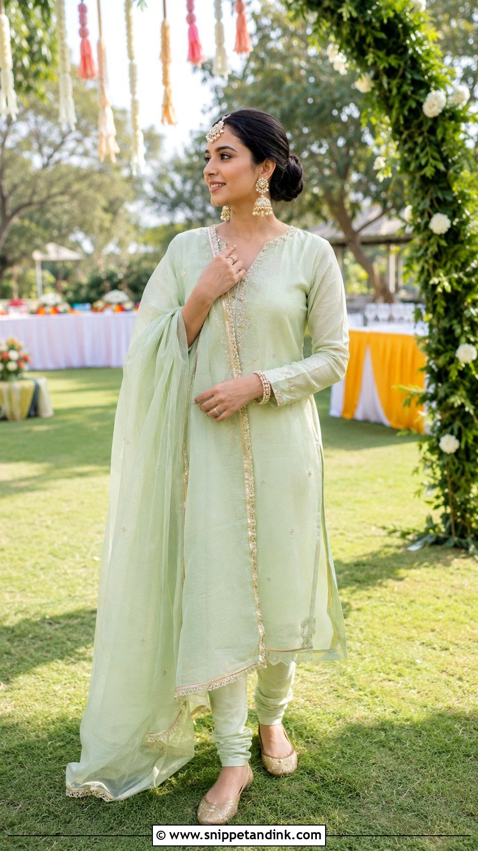 Pista Green Khada Dupatta Summer Outfit - Snippet and Ink - 20 Khada Duppata Hyderabadi Ideas