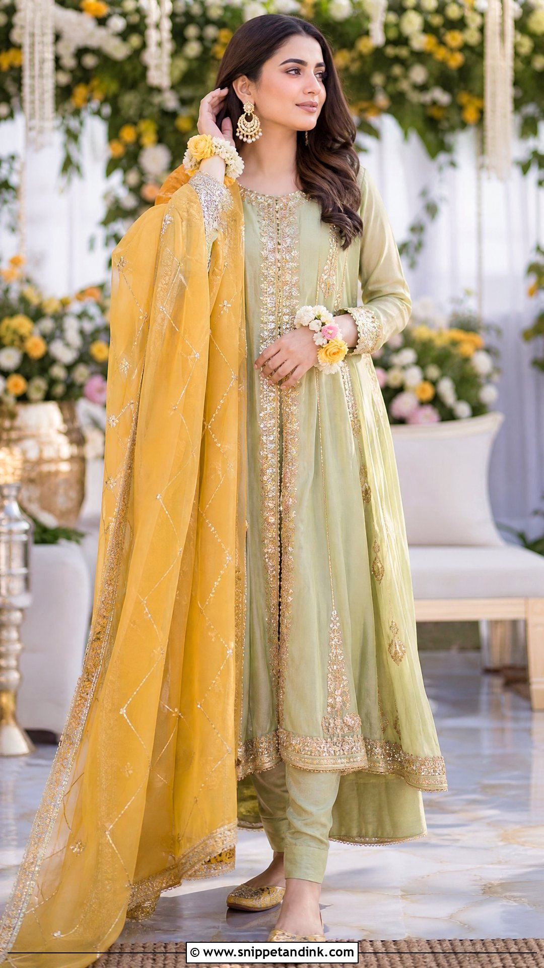 Pista Green Pishwas Mayoon Outfit - Snippet and Ink - 20 Pakistani Mayoon Outfits