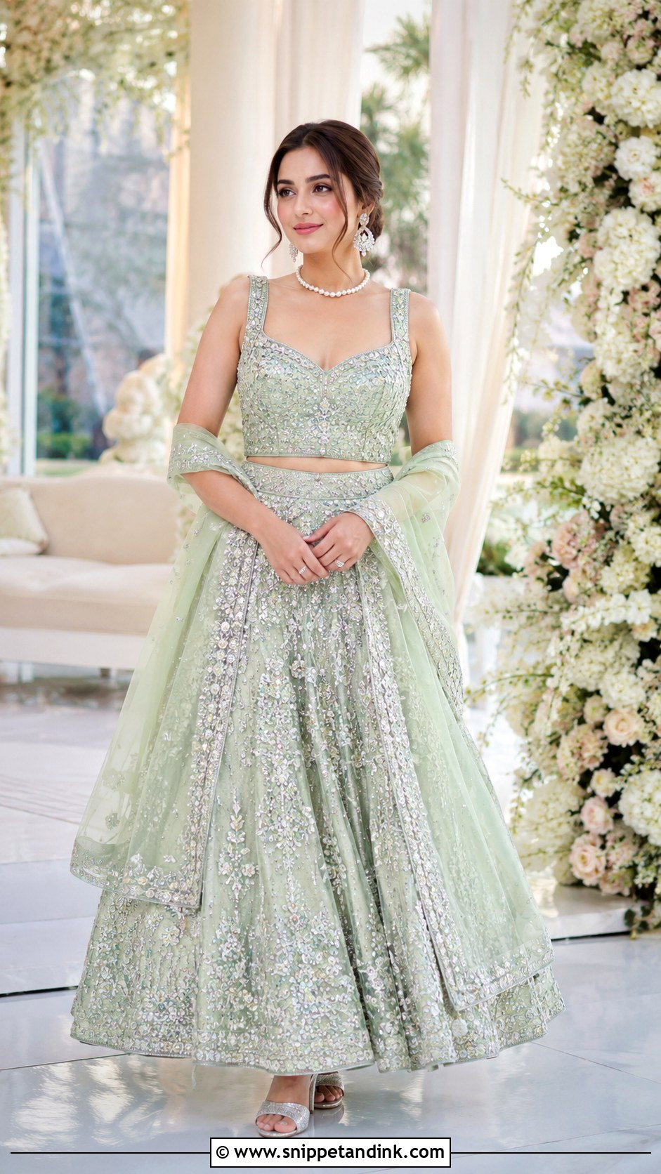 Pista Green Walima Bridal Lehenga - Snippet and Ink - 25 Walima Bridal Dress Pakistan Ideas