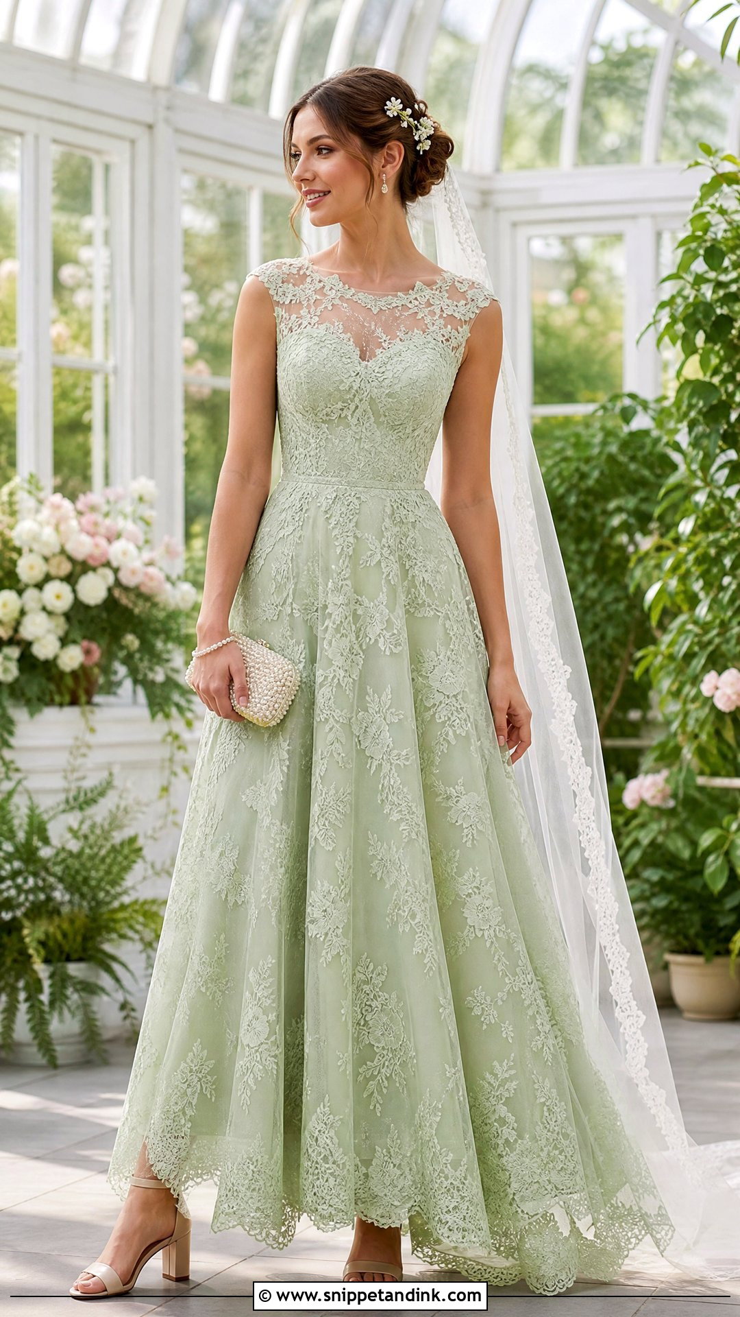 Pistachio Green Lace A Line Wedding Dress - Snippet and Ink - 20 Pastel Green Wedding Dress Ideas