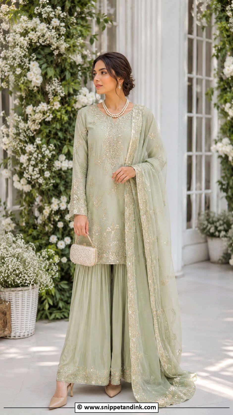 Pistachio Nikkah Sharara Outfit - Snippet and Ink - 35 Nikkah Outfit Ideas