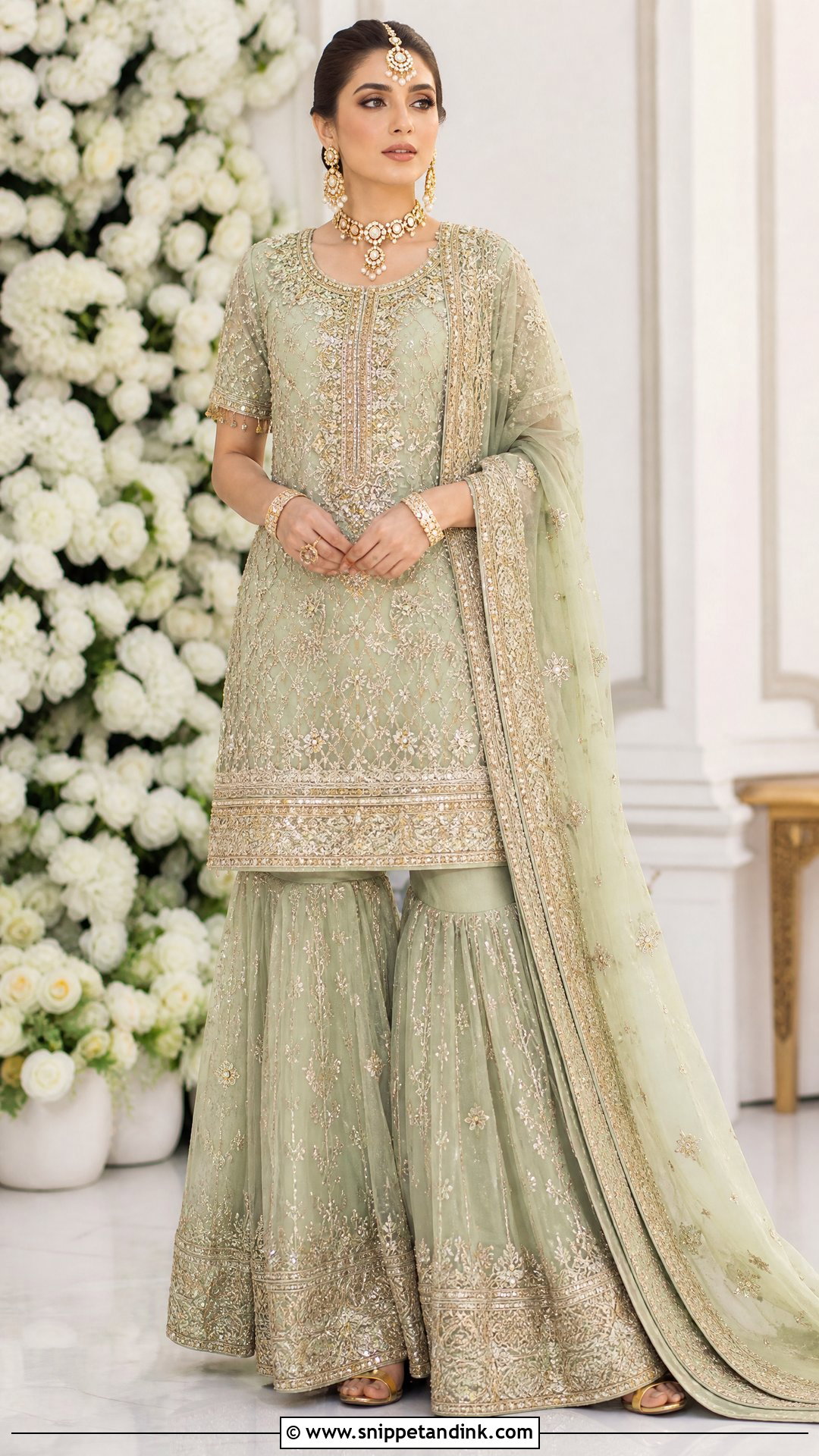 Pistachio Waleema Dress With Short Shirt - Snippet and Ink - 25 Waleema Dress Pakistani Bridal Ideas