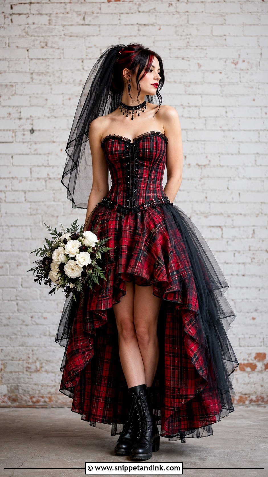 Plaid Punk Wedding Dress - Snippet and Ink - 25 Punk Wedding Dress Ideas
