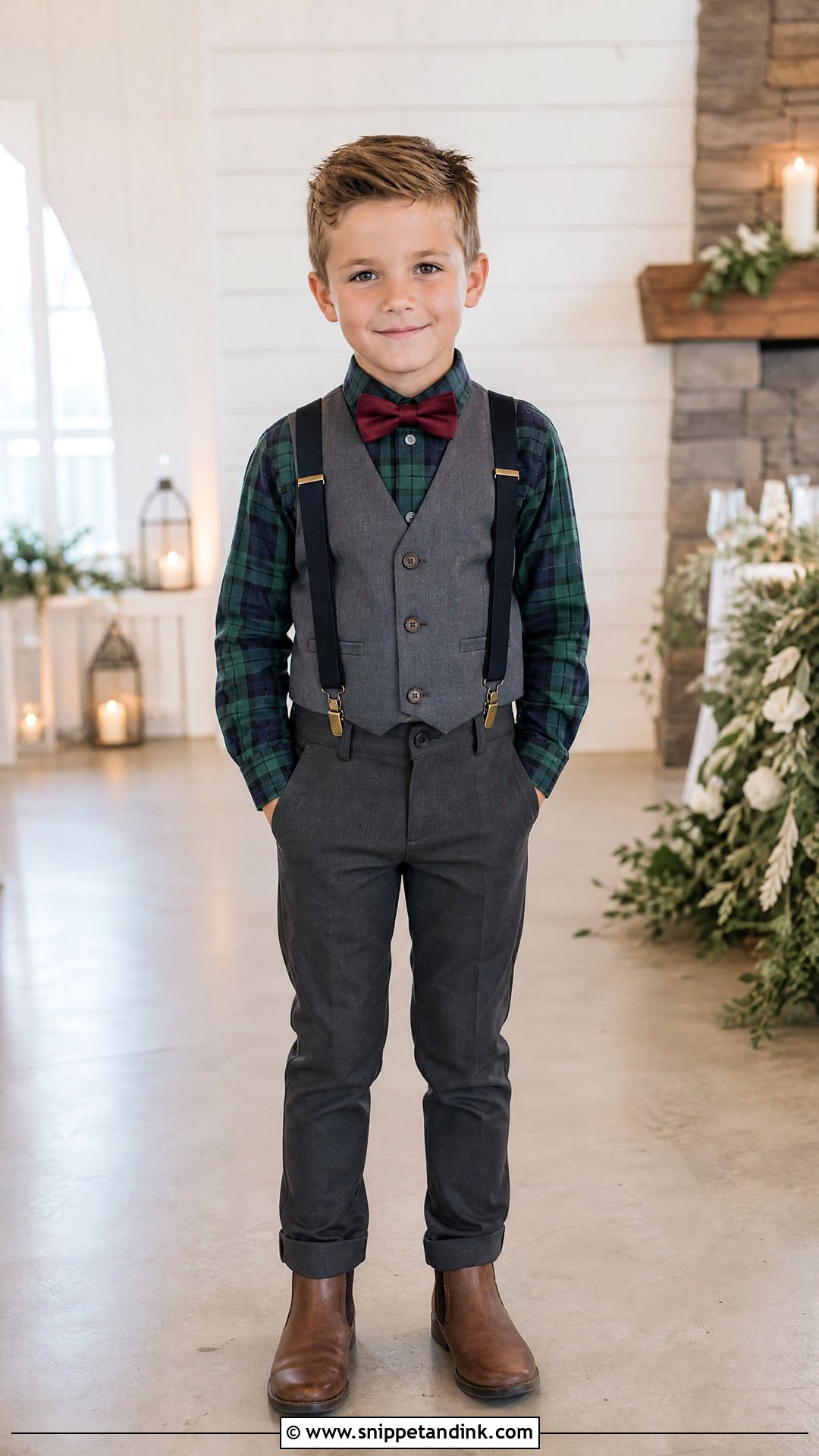 Plaid Ring Bearer Shirt With Dark Trousers - Snippet and Ink - 20 Ring Bearer Shirt Ideas