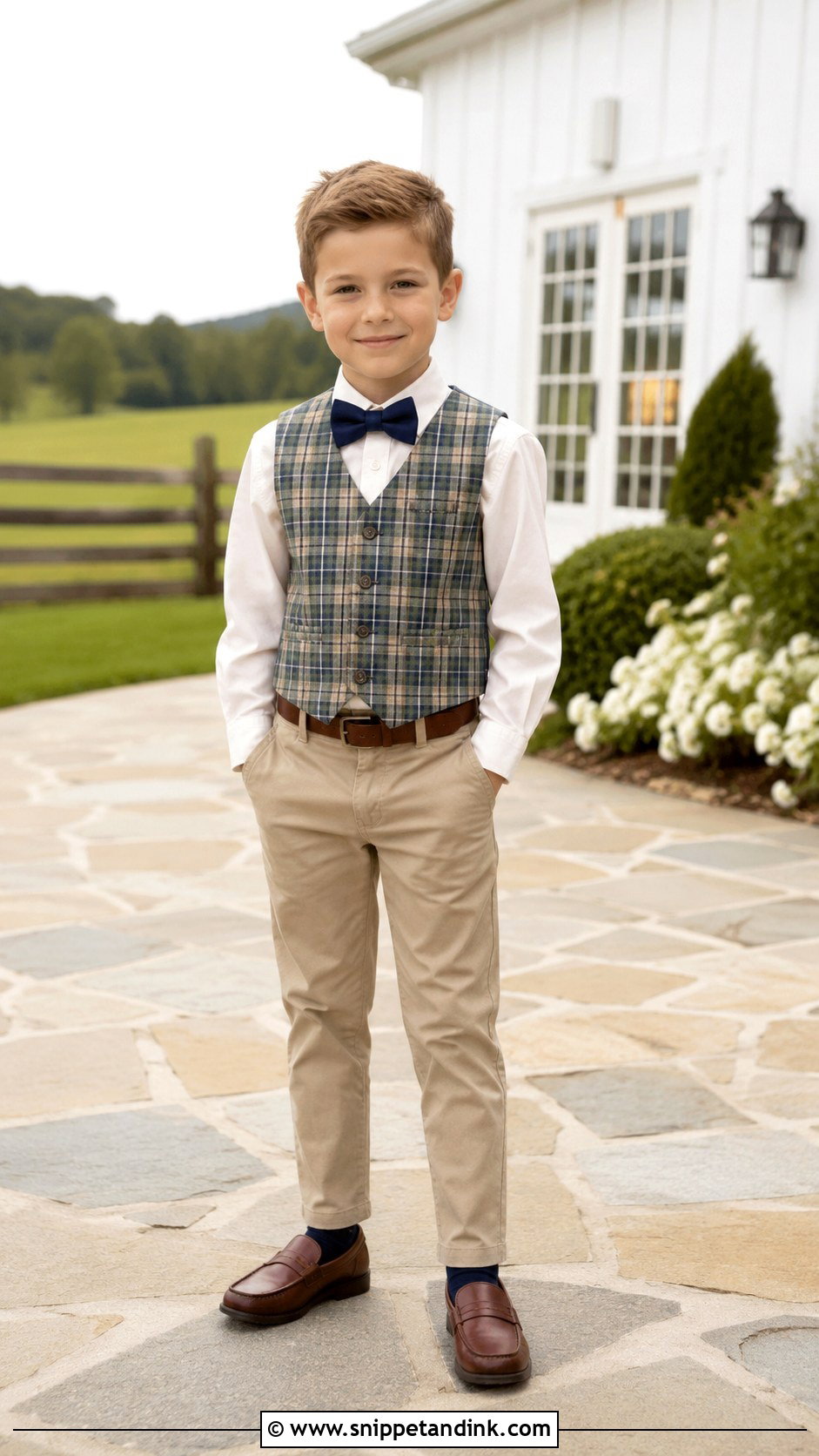 Plaid Vest And Chinos Kids Wedding Outfit - Snippet and Ink - 20 Wedding Kids Outfit Ideas
