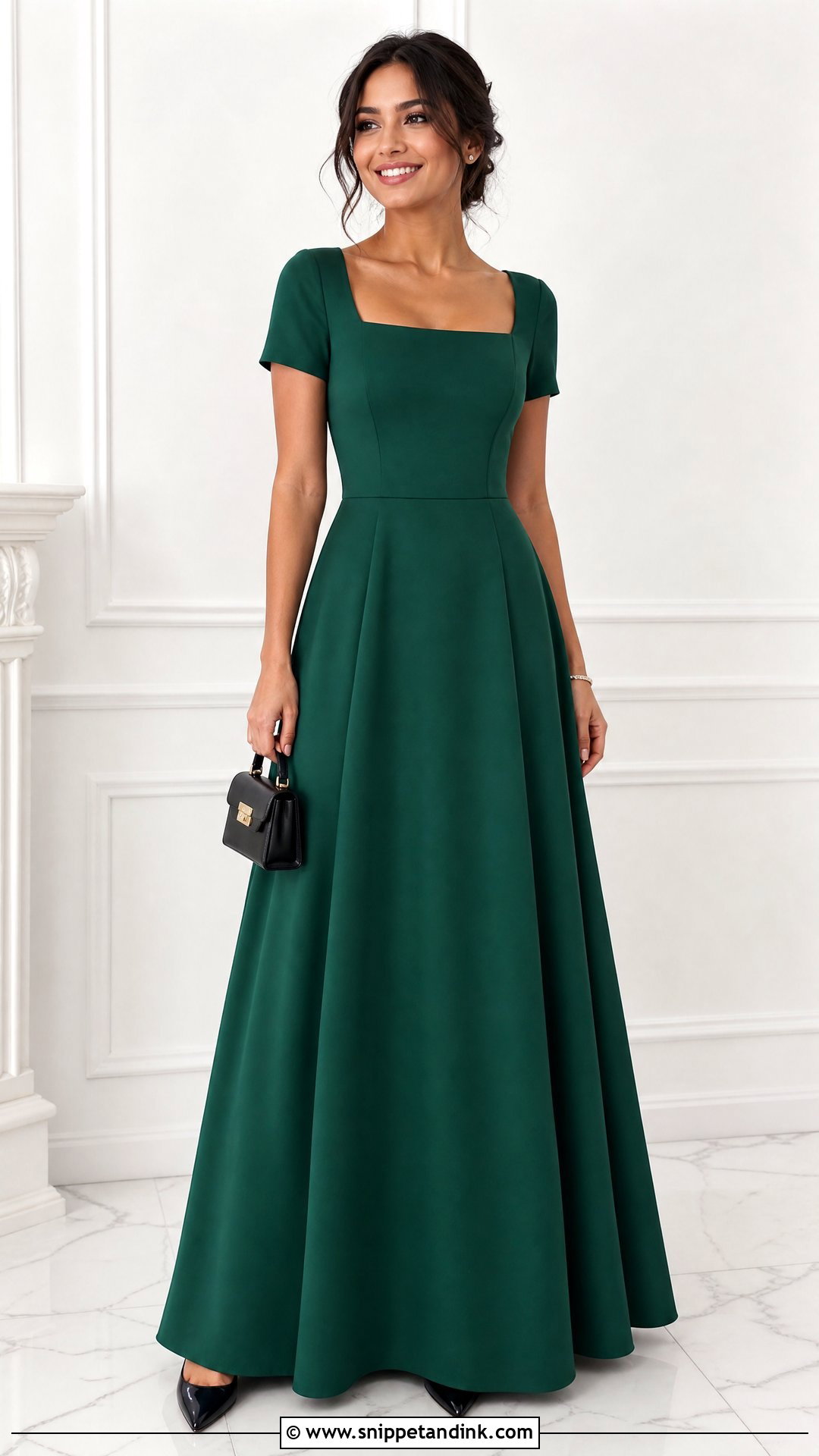 Plain A Line Gown With Short Sleeves - Snippet and Ink - 20 Plan Gown Design Ideas