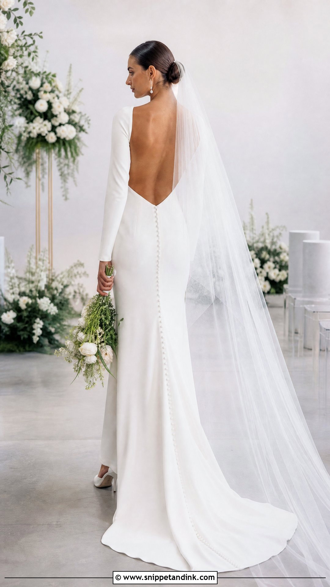 Plain Backless Wedding Dress With Long Sleeves - Snippet and Ink - 20 Plain Wedding Dress with Sleeves