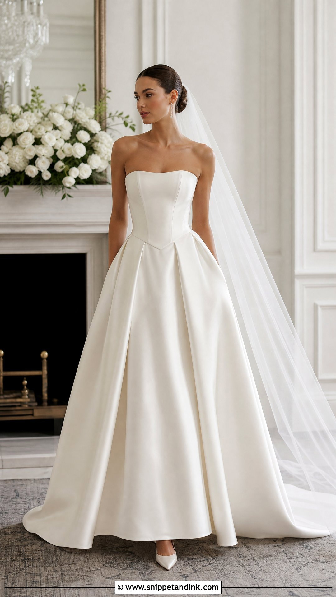 Plain Basque Waist Satin Wedding Dress - Snippet and Ink - 20 Plain Wedding Dresses