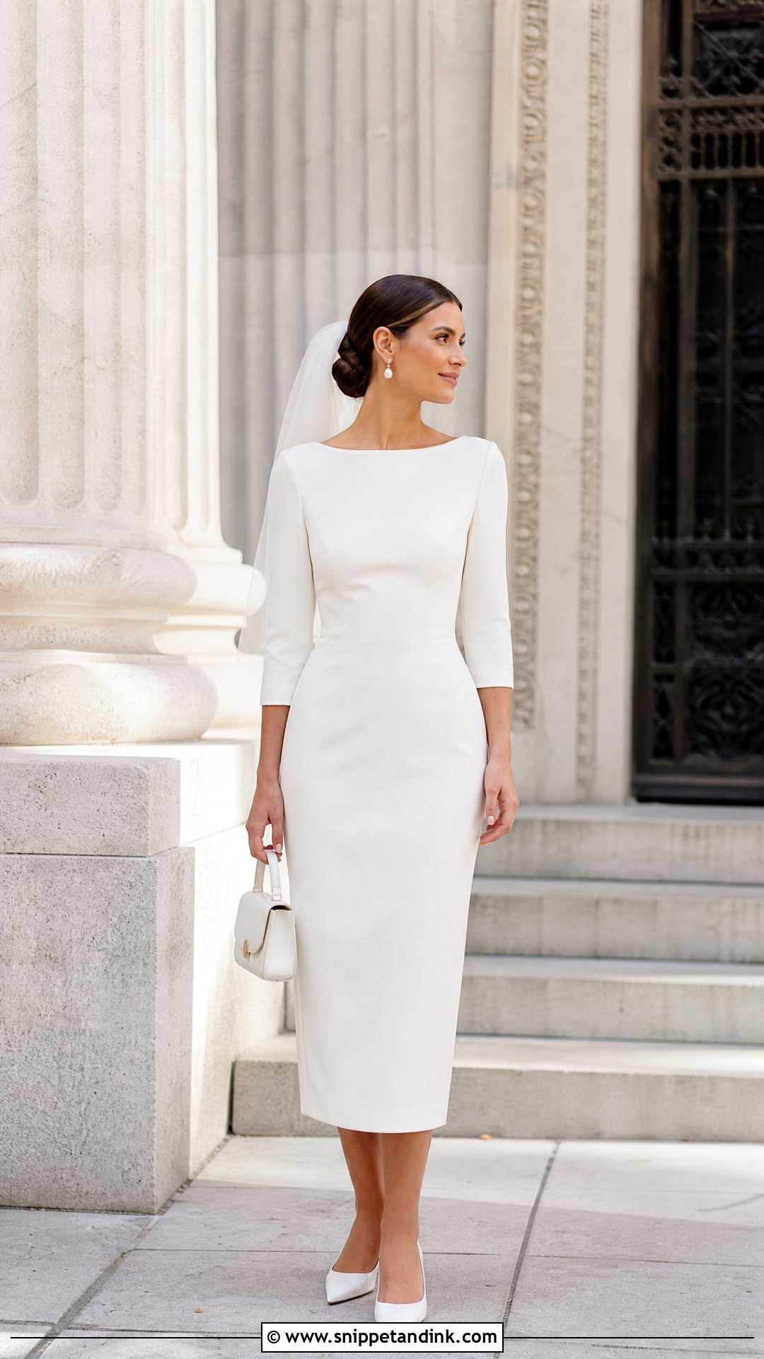 Plain Bateau Neck Sheath Wedding Dress - Snippet and Ink - 20 Plain Wedding Dresses