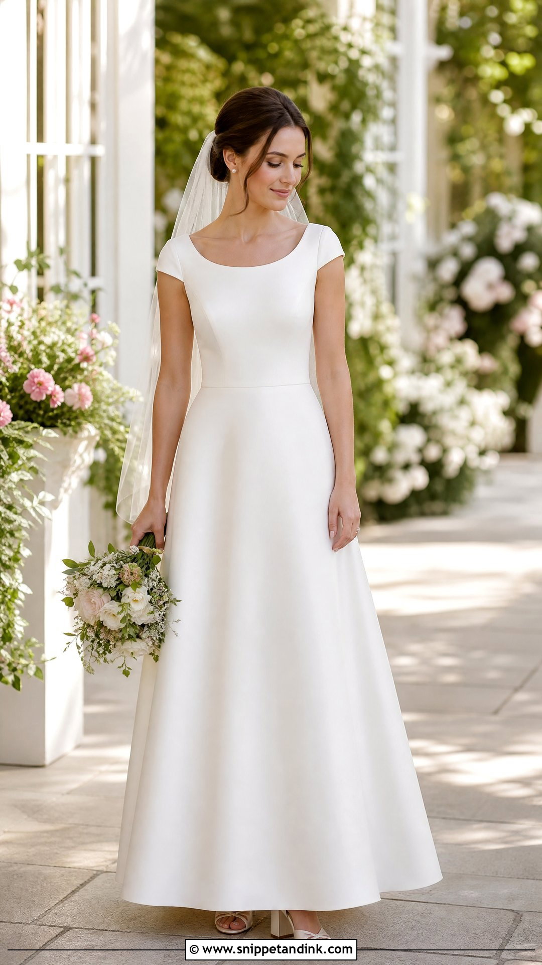 Plain Cap Sleeve A Line Wedding Dress - Snippet and Ink - 20 Plain Wedding Dresses