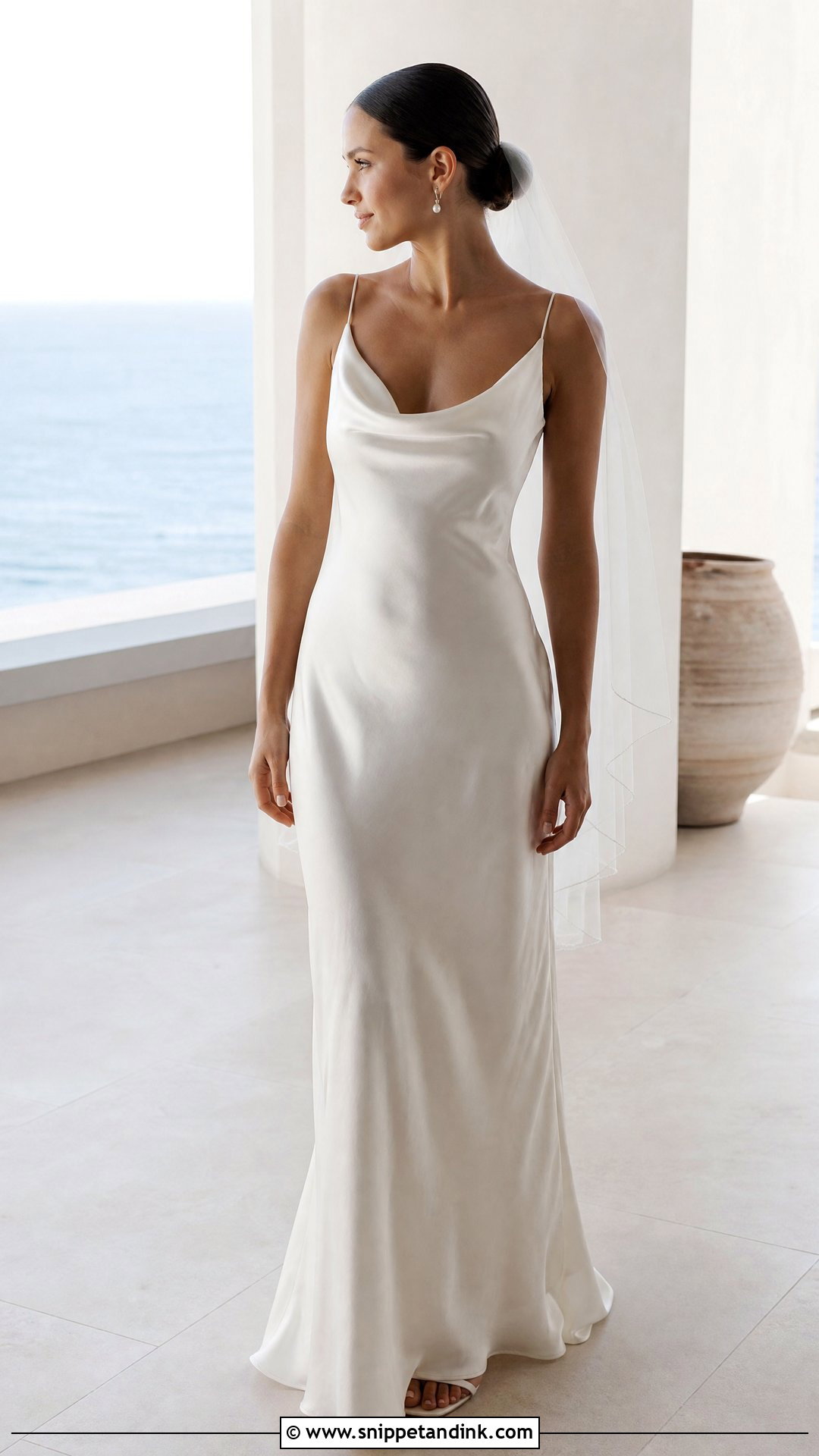 Plain Cowl Neck Slip Wedding Gown - Snippet and Ink - 20 Plain Wedding Gown Ideas
