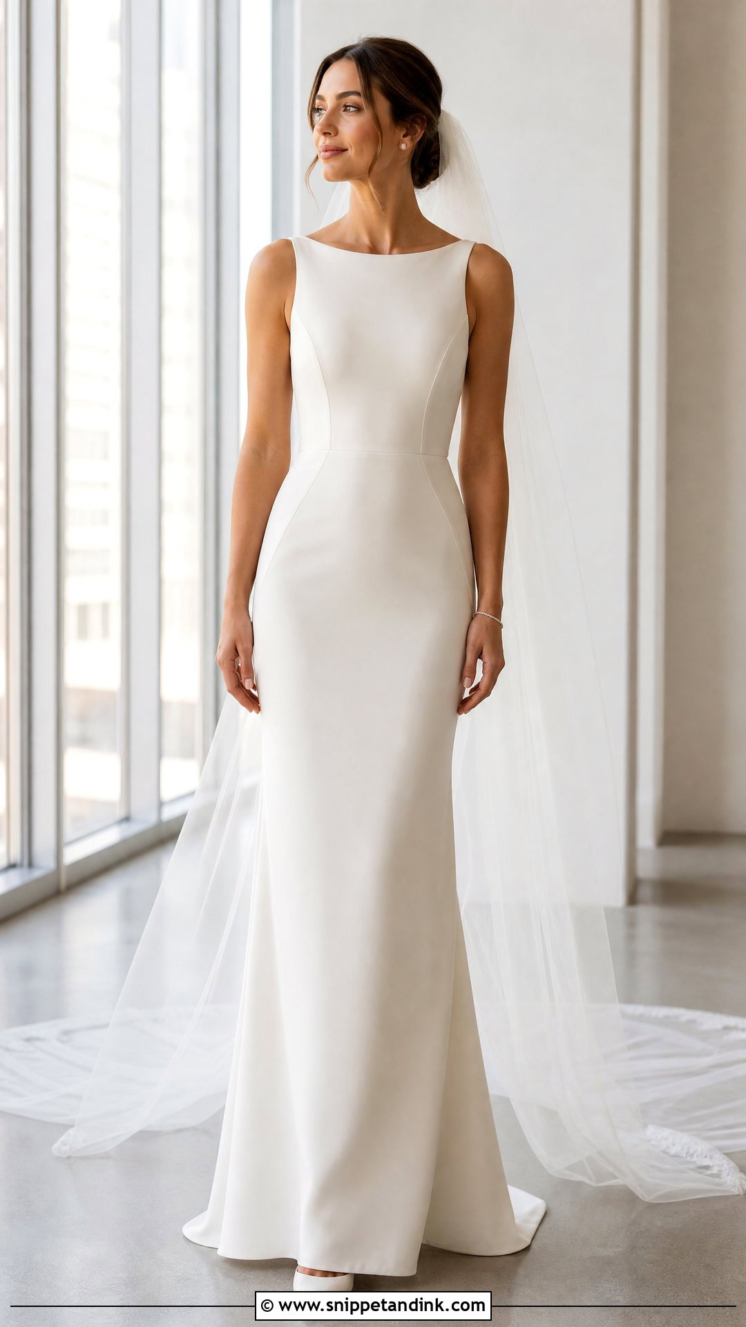 Plain Crepe Sheath Wedding Gown - Snippet and Ink - 20 Plain Wedding Gown Ideas