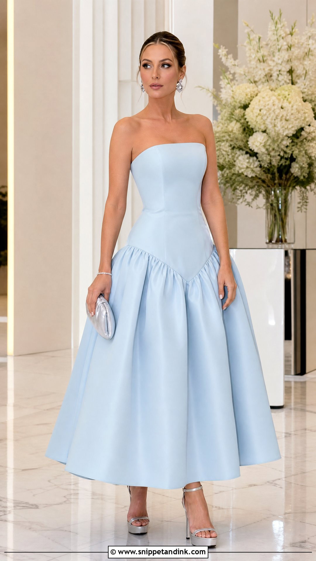 Plain Drop Waist Gown With Full Skirt - Snippet and Ink - 20 Plan Gown Design Ideas