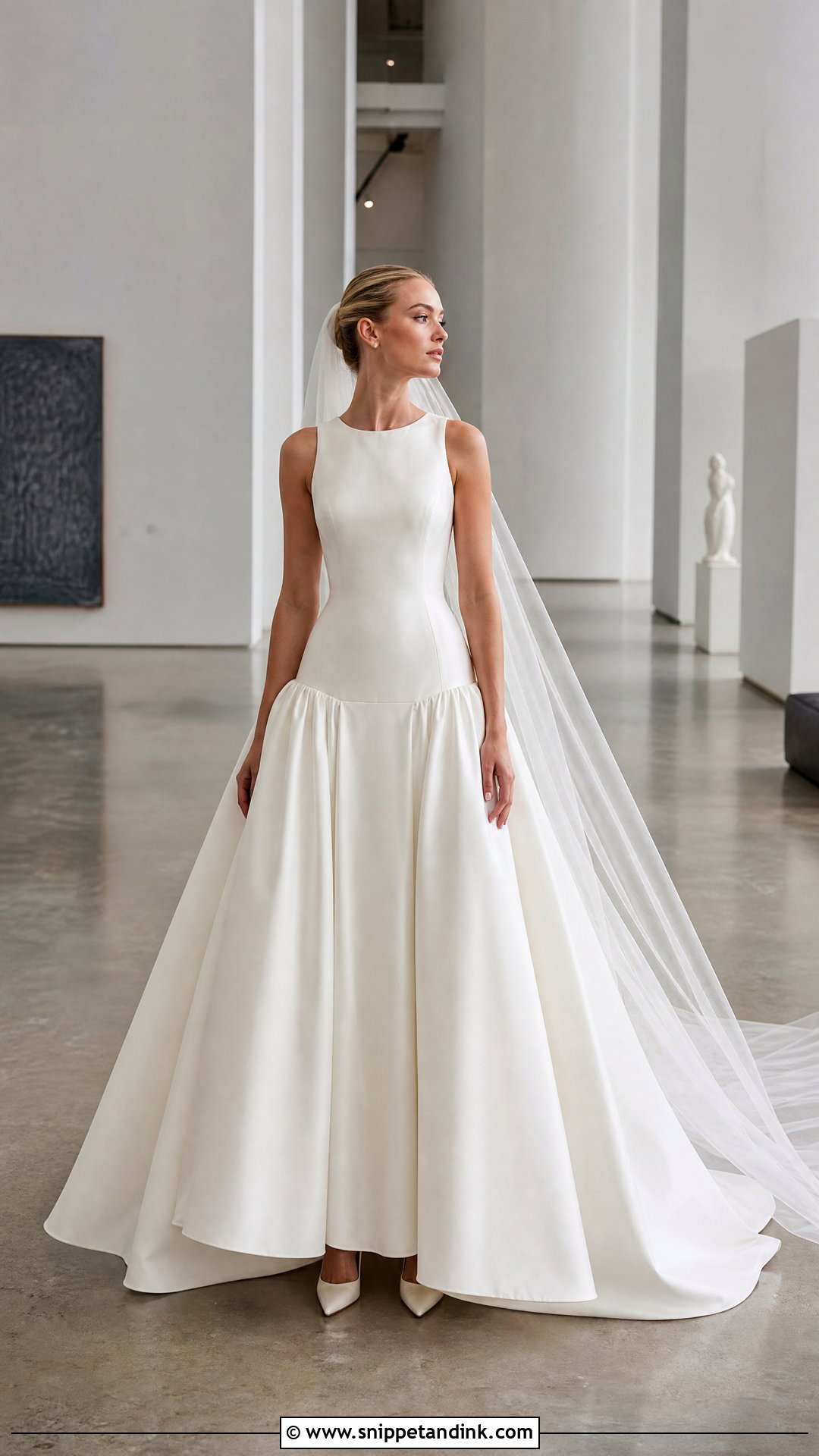 Plain Drop Waist Mikado Wedding Dress - Snippet and Ink - 20 Plain Wedding Dresses