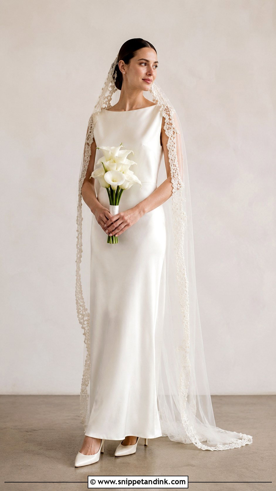 Plain Gown With Embellished Cap Veil - Snippet and Ink - 25 Cap Veil Ideas