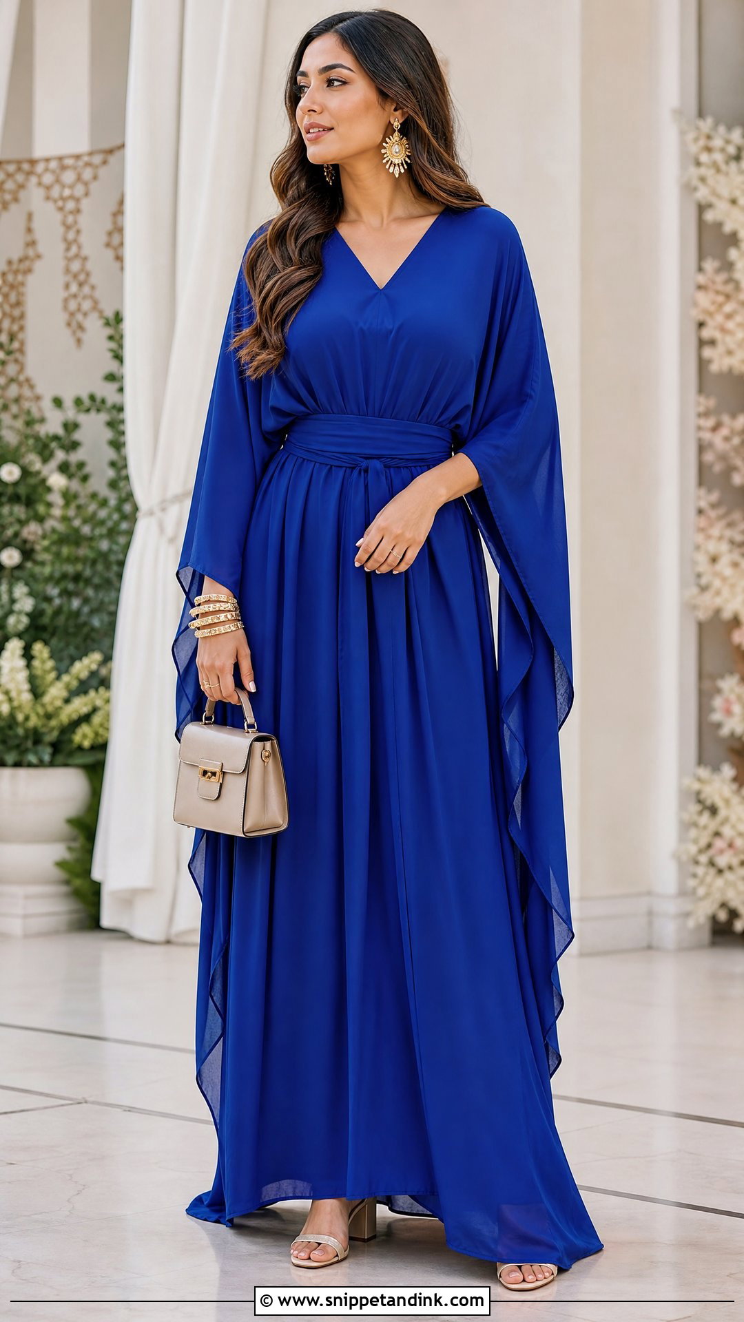 Plain Kaftan Gown With Defined Waist - Snippet and Ink - 20 Plan Gown Design Ideas