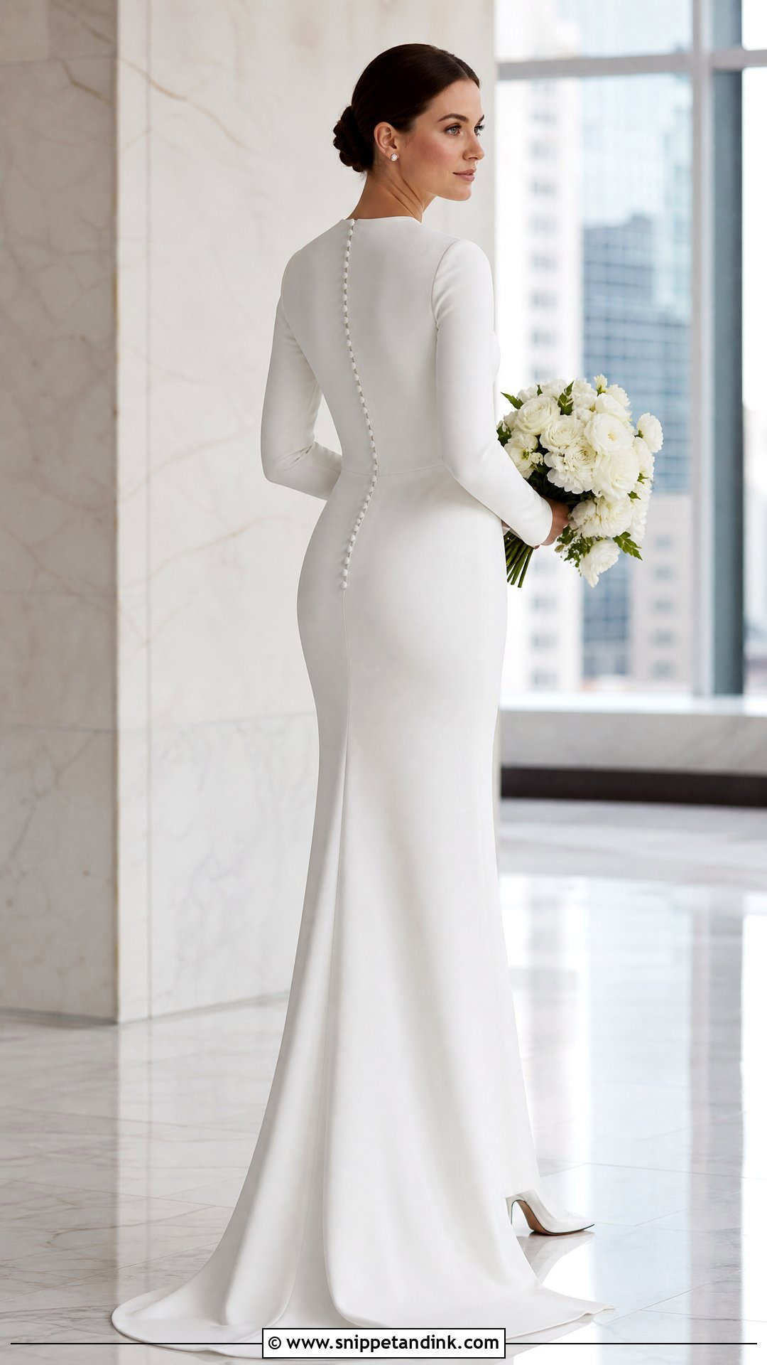 Plain Long Sleeve Crepe Wedding Dress - Snippet and Ink - 20 Plain Wedding Dresses