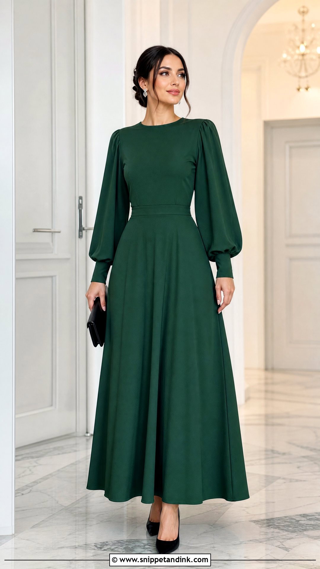 Plain Material Balloon Sleeve Gown With Closed Toe Heels - Snippet and Ink - 20 Style for Plain Material Gown Ideas