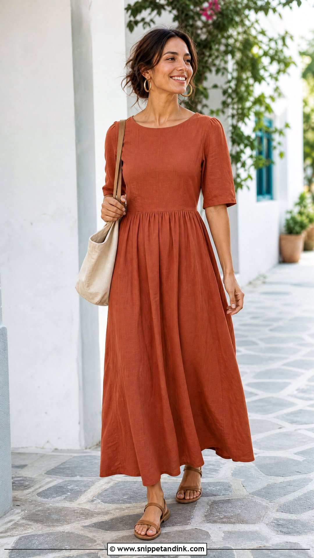 Plain Material Maxi Gown With Flat Sandals - Snippet and Ink - 20 Style for Plain Material Gown Ideas