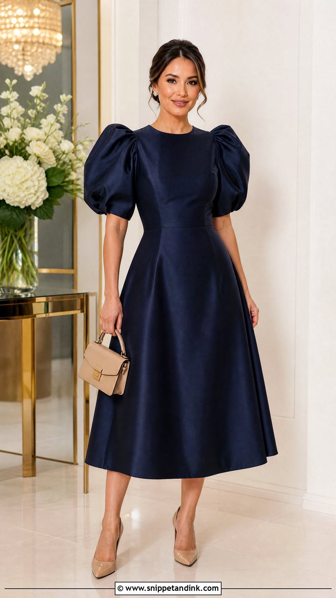 Plain Material Puff Sleeve Gown With Minimal Jewelry - Snippet and Ink - 20 Style for Plain Material Gown Ideas