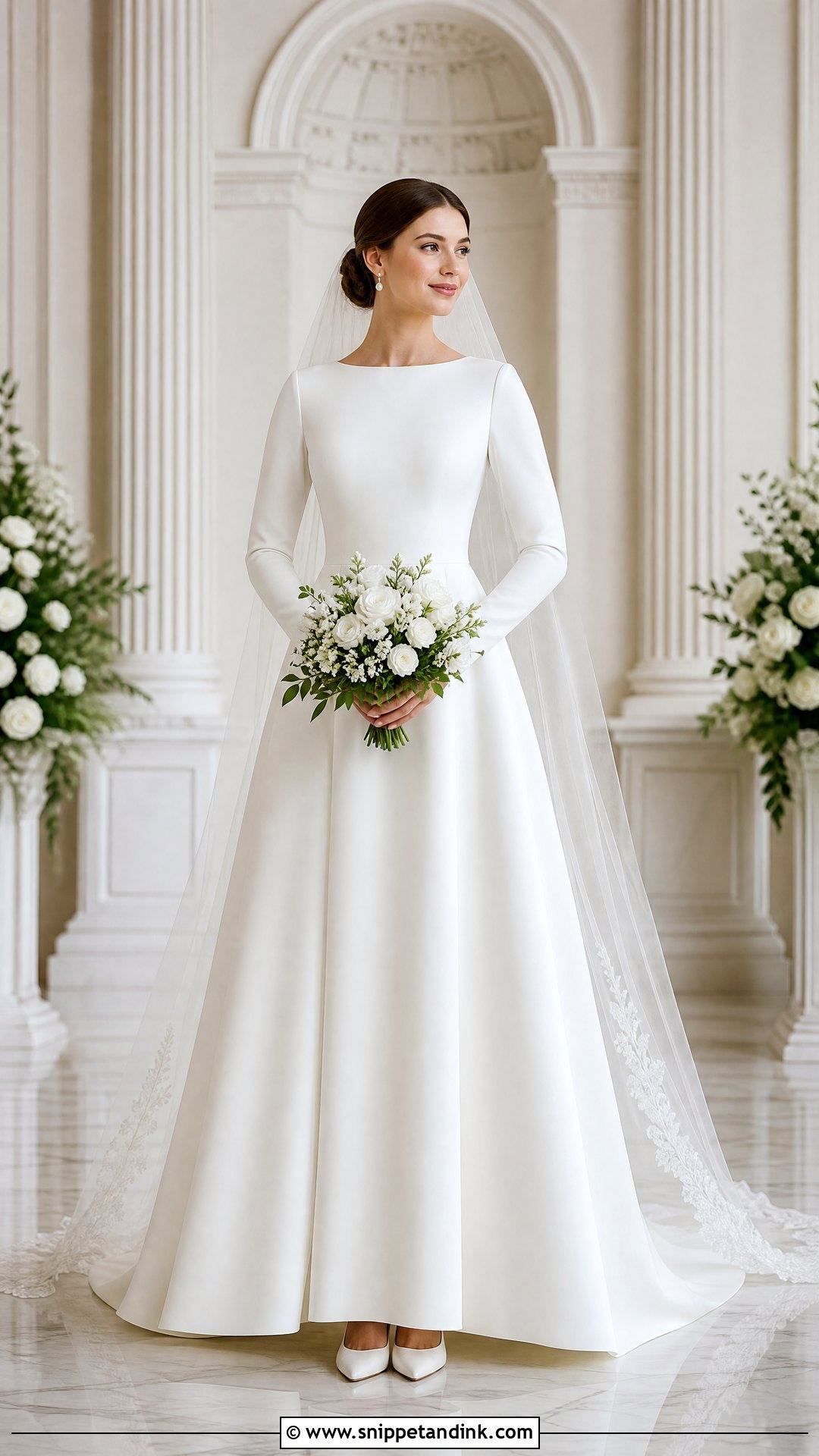 Plain Modest Wedding Dress With Opaque Sleeves - Snippet and Ink - 20 Plain Wedding Dress with Sleeves
