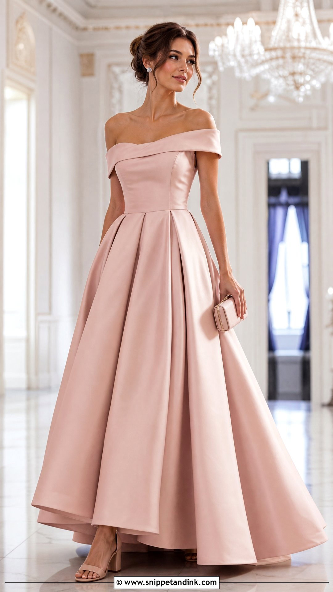 Plain Off Shoulder Ball Gown - Snippet and Ink - 20 Plan Gown Design Ideas