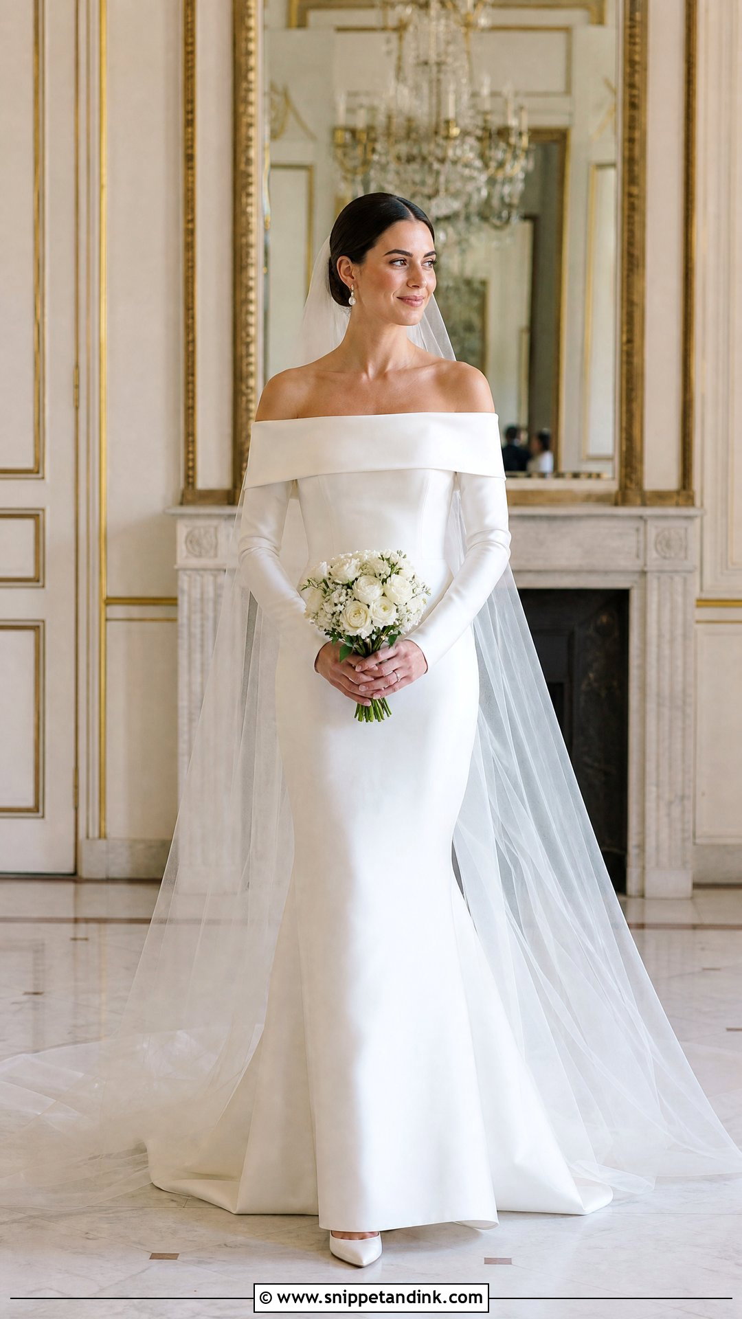 Plain Off Shoulder Wedding Dress With Long Sleeves - Snippet and Ink - 20 Plain Wedding Dress with Sleeves