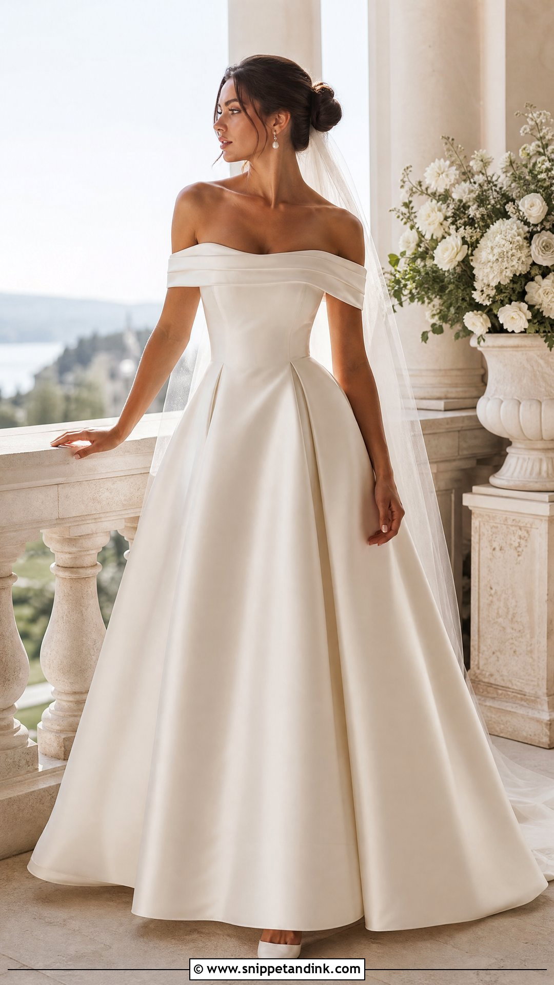 Plain Off Shoulder Wedding Gown - Snippet and Ink - 20 Plain Wedding Gown Ideas