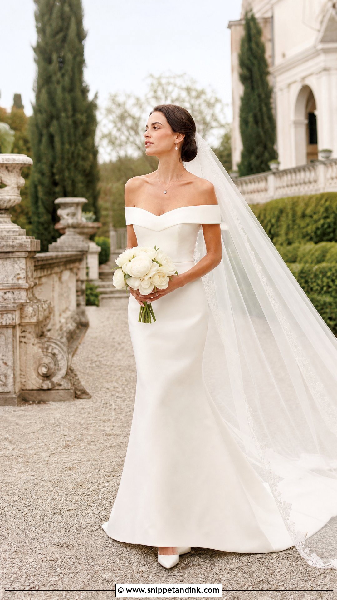 Plain Off the Shoulder Wedding Dress - Snippet and Ink - 20 Plain Wedding Dresses