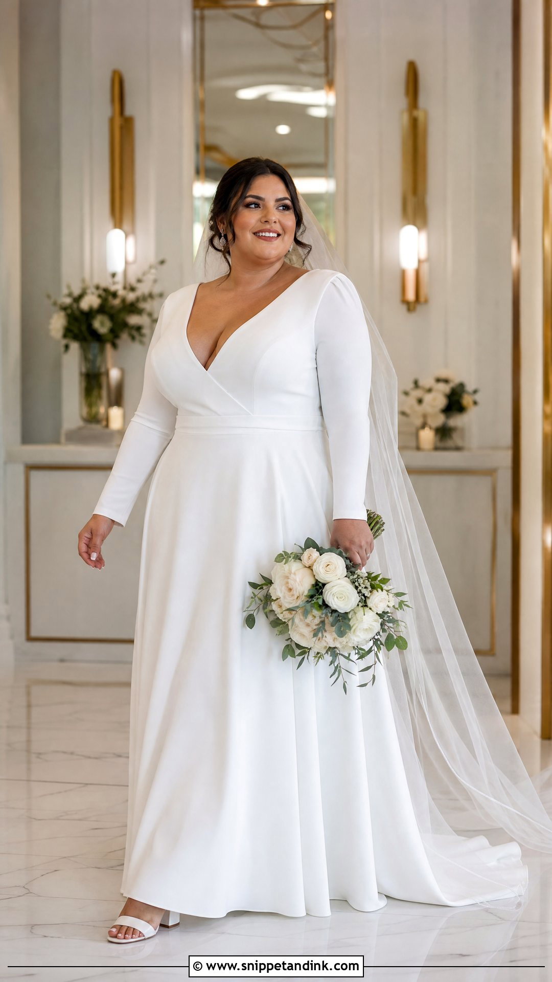 Plain Plus Size Wedding Dress With Long Sleeves - Snippet and Ink - 20 Plain Wedding Dress with Sleeves