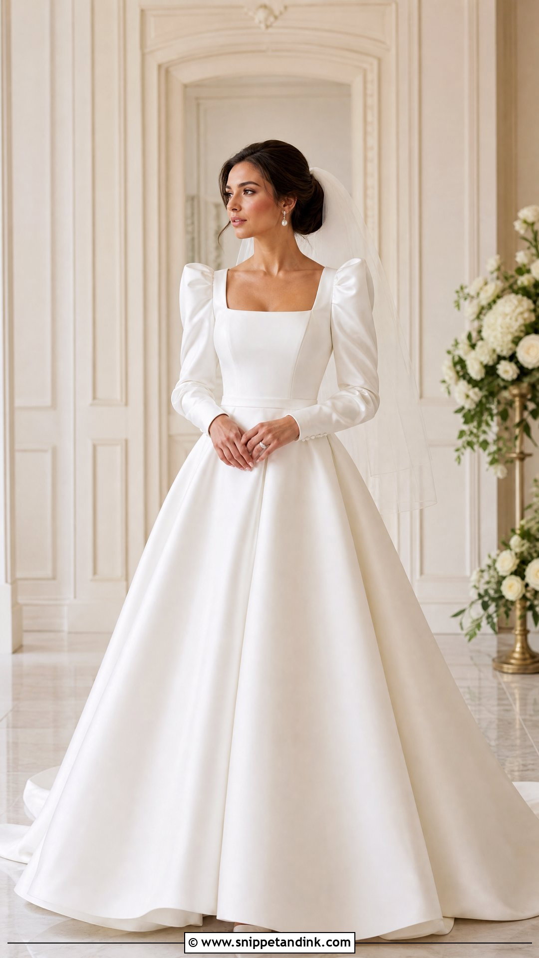Plain Puff Sleeve Wedding Dress With Full Skirt - Snippet and Ink - 20 Plain Wedding Dress with Sleeves