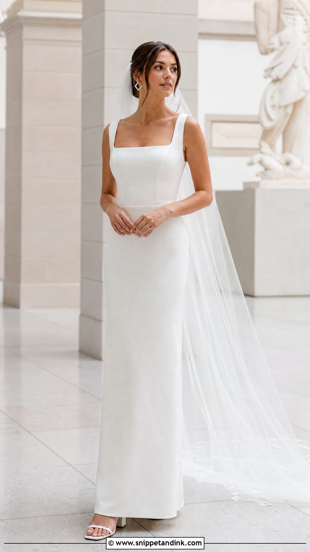 Plain Square Neck Column Wedding Dress - Snippet and Ink - 20 Plain Wedding Dresses