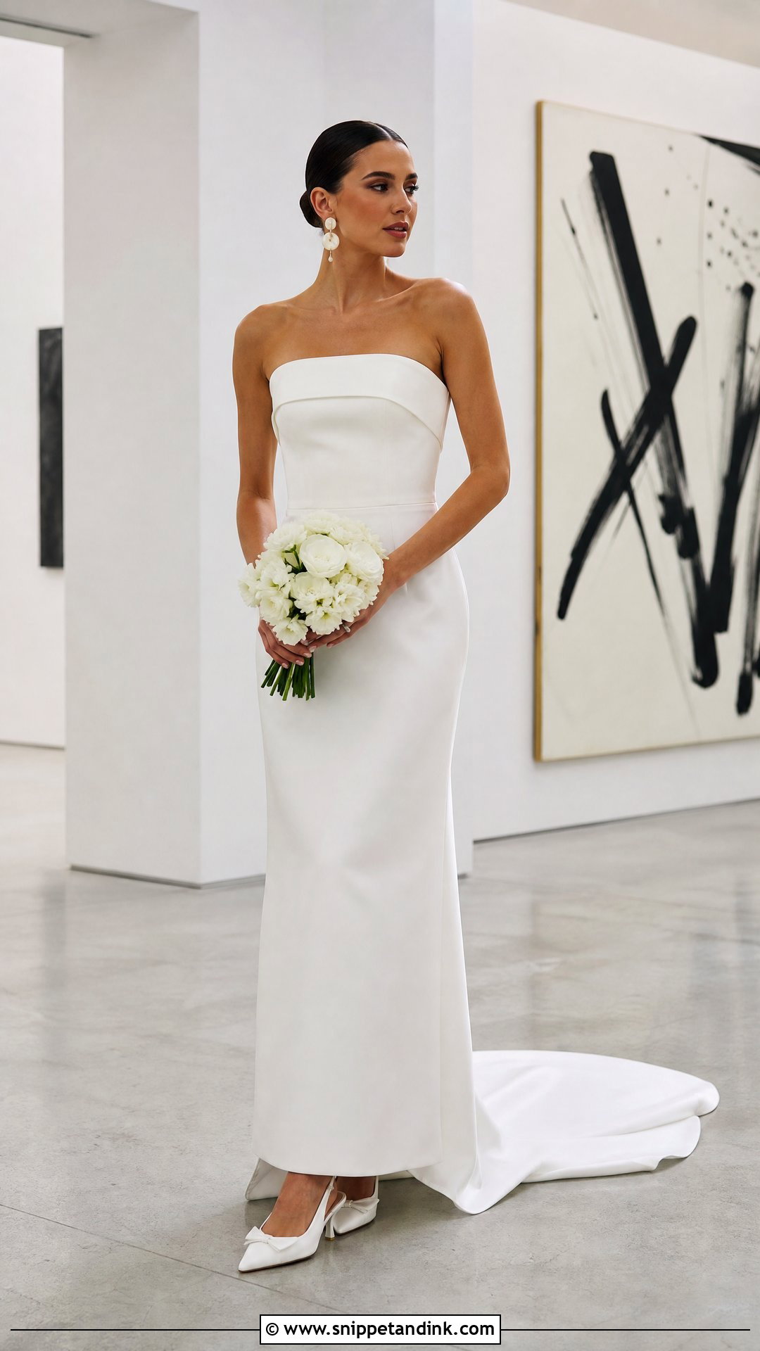 Plain Strapless Column Wedding Gown - Snippet and Ink - 20 Plain Wedding Gown Ideas