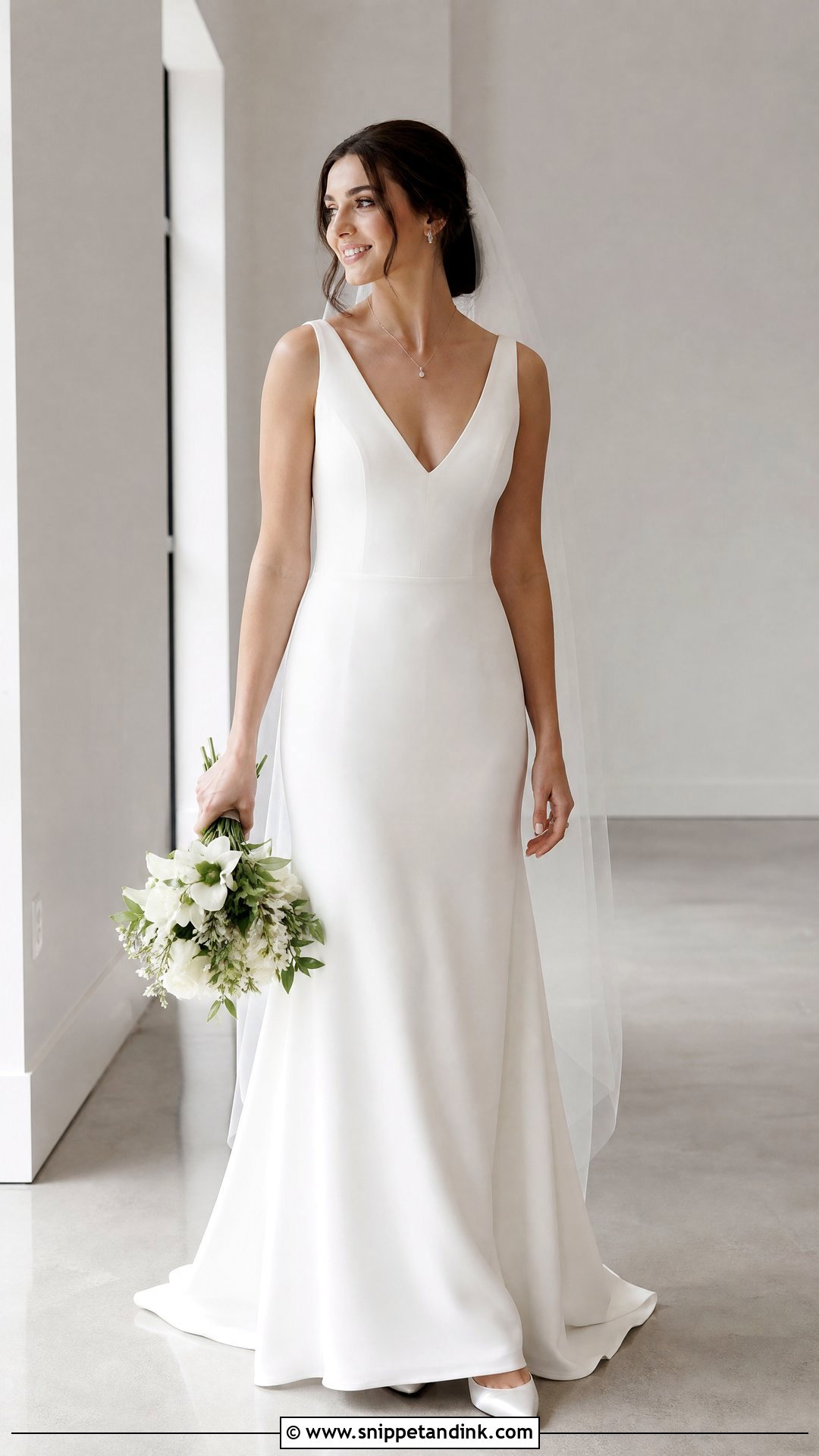 Plain V Neck Wedding Gown - Snippet and Ink - 20 Plain Wedding Gown Ideas