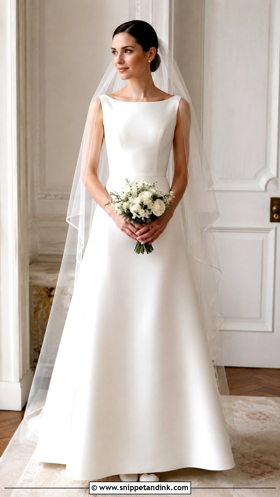 Plain White Bateau Neck Wedding Dress - Snippet and Ink - 25 Plain White Wedding Dress Ideas