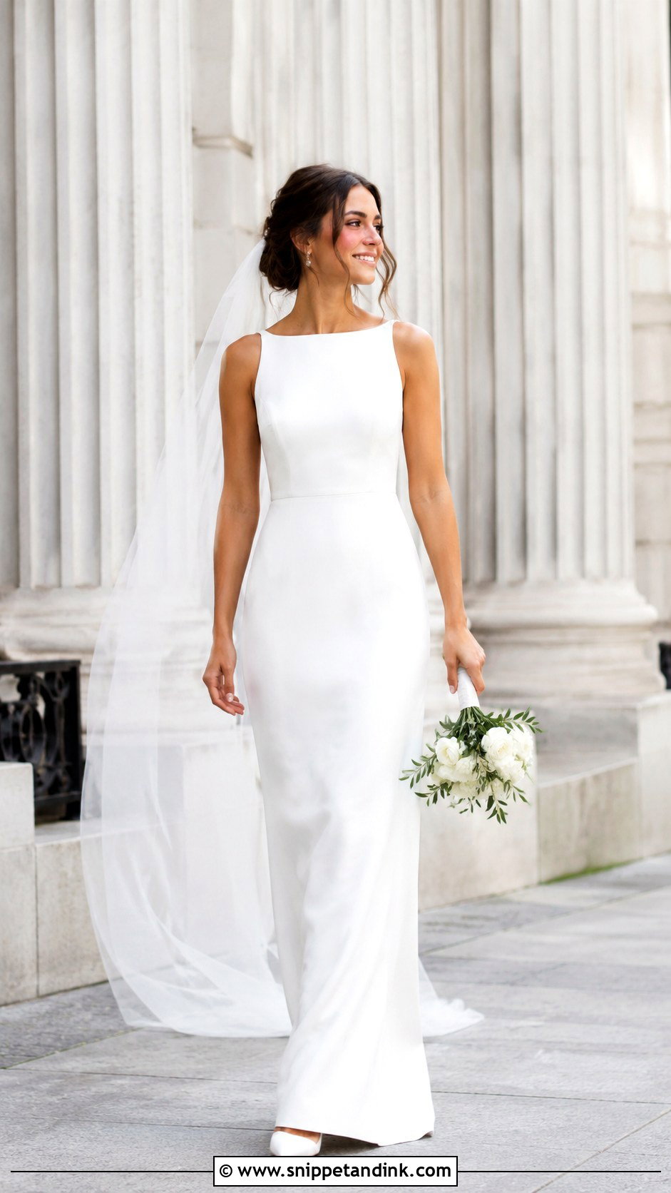 Plain White Column Wedding Dress - Snippet and Ink - 25 Plain White Wedding Dress Ideas