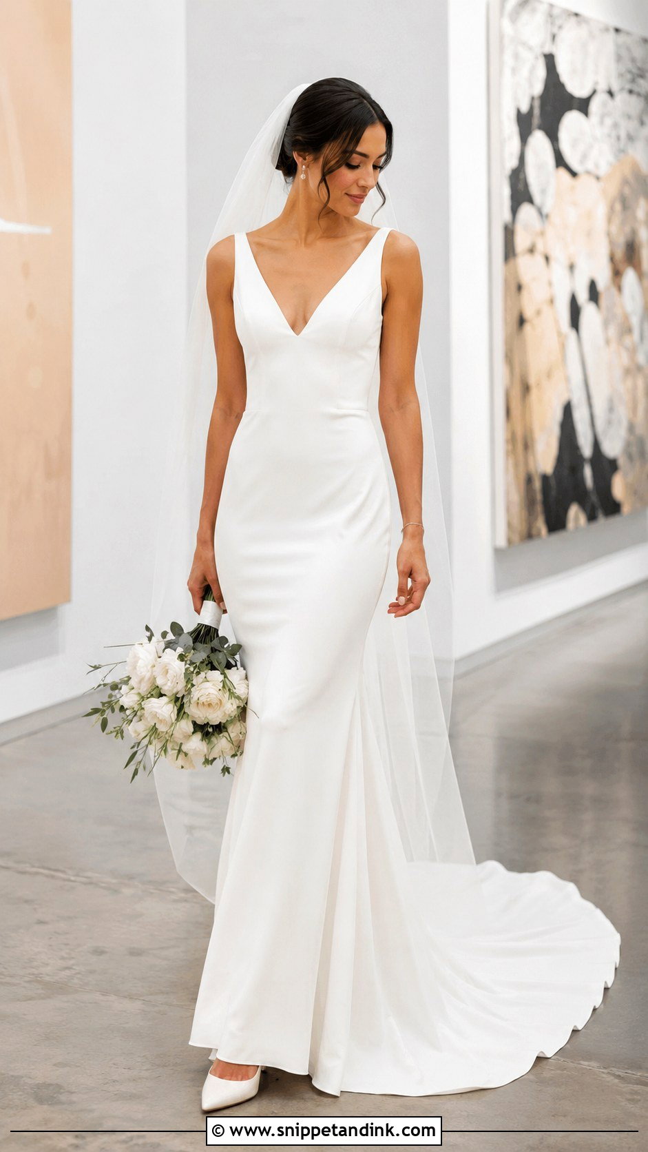 Plain White Crepe Wedding Dress - Snippet and Ink - 25 Plain White Wedding Dress Ideas
